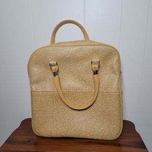 Vintage Lady Baltimore Yellow White Structured Overnight Luggage Bag